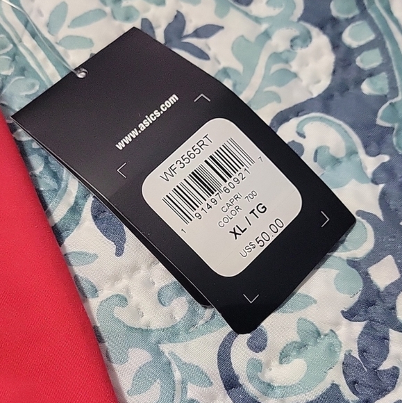 Asics Capri Cropped Bright Pink Coral Leggings size XL NWT - Picture 7 of 15